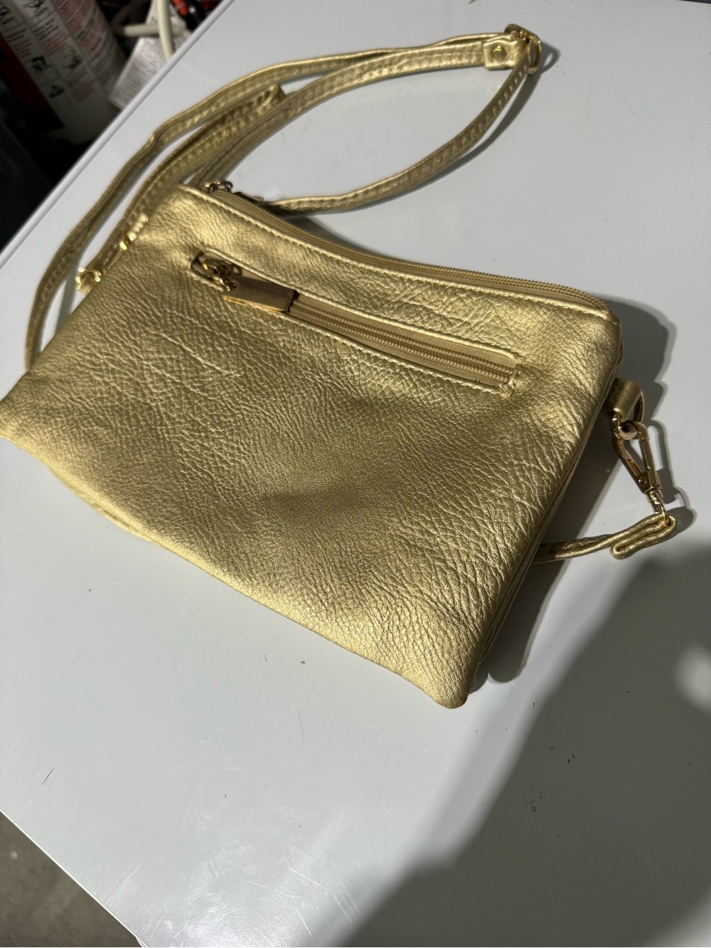 Michael Kors Metallic Gold Leather Crossbody Wristlet - Picture 11 of 16
